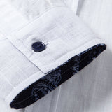 Contrast Paisley Print Linen Shirt & Straight Leg Linen Pants Set