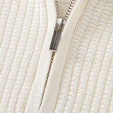Contrast Waffle Zipper Knit Polo & Slim Fit Tapered Trousers Set