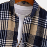 Flannel Fleece Lined Plaid Cotton Button Up Shirt