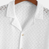 Hollow Out Textured Cuban Shirt