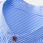 Short Sleeve Cotton Stripe Stand Collar Shirt & Linen Pants Set