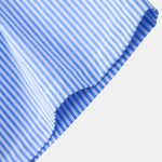 Short Sleeve Cotton Stripe Stand Collar Shirt & Linen Pants Set