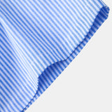 Short Sleeve Cotton Stripe Stand Collar Shirt & Linen Pants Set