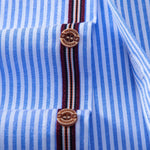 Short Sleeve Cotton Stripe Stand Collar Shirt
