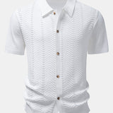 Textured Jacquard Button Up Knit Shirt