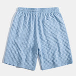 Checkerboard Jacquard Shirt & Drawstring Shorts Set