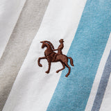 Cowboy Embroidery Cotton Stripe Button Up Shirt