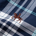 Cowboy Embroidery Cotton Plaid Button Up Shirt
