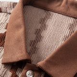 Plaid Jacquard Shirt & Straight Leg Linen Pants Set