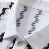 Plaid Jacquard Shirt & Straight Leg Linen Pants Set