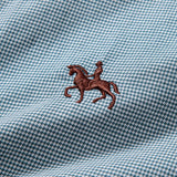 Cowboy Embroidery Cotton Houndstooth Button Up Shirt