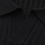 Open-Neck Ribbed Knit Polo