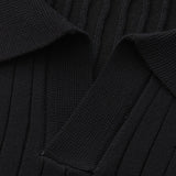Open-Neck Ribbed Knit Polo