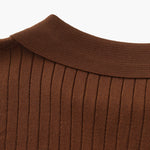 Open-Neck Ribbed Knit Polo