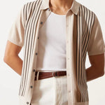 Contrast Vertical Stripe Knit Polo