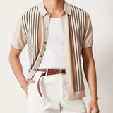 Contrast Vertical Stripe Knit Polo
