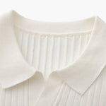Open-Neck Ribbed Knit Polo