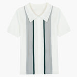 Contrast Vertical Stripe Knit Polo