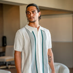 Contrast Vertical Stripe Knit Polo