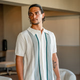 Contrast Vertical Stripe Knit Polo