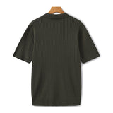 Open-Neck Ribbed Knit Polo