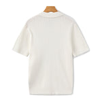 Open-Neck Ribbed Knit Polo