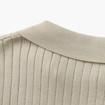 Open-Neck Ribbed Knit Polo
