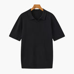 Open-Neck Ribbed Knit Polo