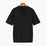 Open-Neck Ribbed Knit Polo