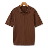 Open-Neck Ribbed Knit Polo