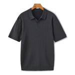 Open-Neck Ribbed Knit Polo