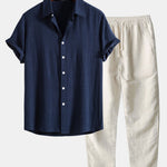 Men's Shirt & Trousers | Short Sleeve Shirt & Drawstring Linen Trousers