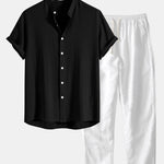Men's Shirt & Trousers | Short Sleeve Shirt & Drawstring Linen Trousers