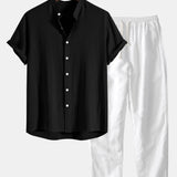 Men's Shirt & Trousers | Short Sleeve Shirt & Drawstring Linen Trousers