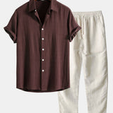 Men's Shirt & Trousers | Short Sleeve Shirt & Drawstring Linen Trousers