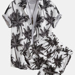Palm Tree Print Shirt & Palm Tree Print Swim Shorts Set