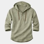 LINEN BLEND HOODIE SHIRT FOR MEN