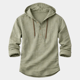 LINEN BLEND HOODIE SHIRT FOR MEN