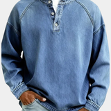 DENIM-LOOK HENLEY SHIRT FOR MEN