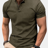 TEXTURED BUTTON PLACKET POLO SHIRT FOR MEN