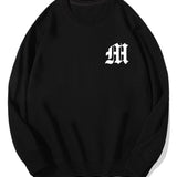 Letter Print Crew Neck Sweatshirt & Shorts Set
