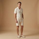 Summer Knit Set with Polo Shirt & Shorts