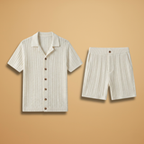 Summer Knit Set with Polo Shirt & Shorts