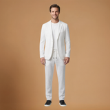 Blazer and Trouser Set with Adjustable Waist and Notched Collar