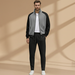 Bomber Jacket Set with Zip Closure and Zippered Pockets
