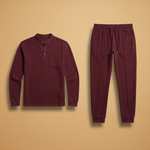 Casual Set with Buttoned Top and Drawstring Trousers