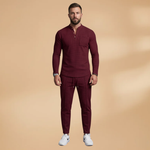 Casual Set with Buttoned Top and Drawstring Trousers