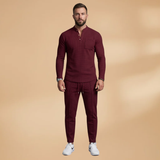 Casual Set with Buttoned Top and Drawstring Trousers