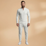 Casual Set with Buttoned Top and Drawstring Trousers