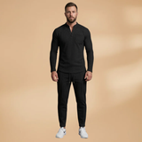 Casual Set with Buttoned Top and Drawstring Trousers